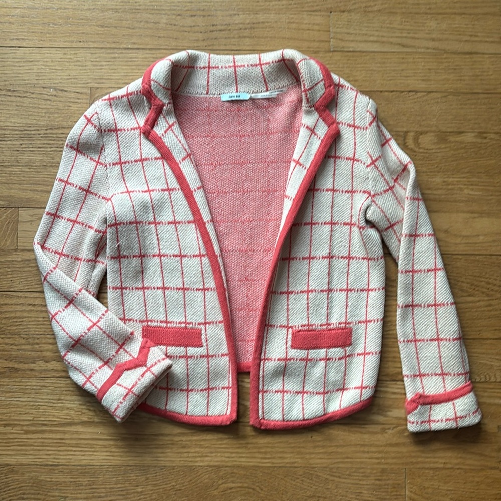 Coral/cream cotton stretch blazer, Kimchi Blue Size XS